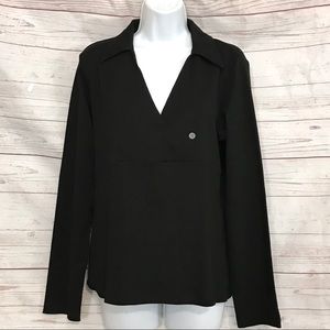 Ann Taylor LOFT Top Crossed Empire Waist V-Neck LS